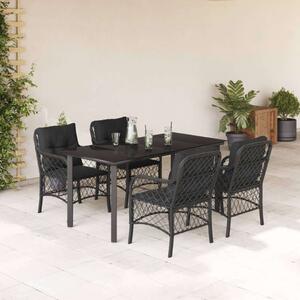 VidaXL Polyrattan Kerti Étkezőgarnitúra - 5 részes - Fekete