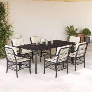 VidaXL Polyrattan Kerti Étkezőgarnitúra - 7 részes - Fekete