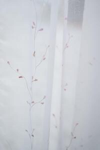 Virágos hímzéssel ellátott tetra sablé készfüggöny 140x250 fehér