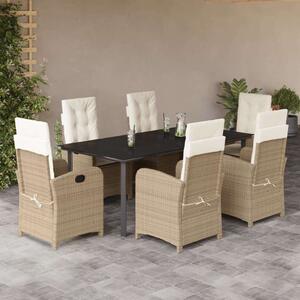 VidaXL Polyrattan Kerti Étkezőgarnitúra - 7 részes, Bézs