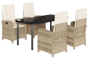 VidaXL Polyrattan Kerti Étkezőgarnitúra - 5 részes - Bézs