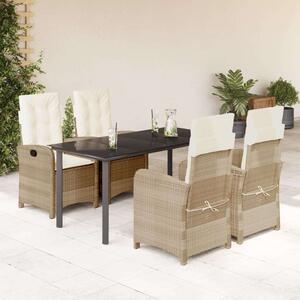 VidaXL Polyrattan Kerti Étkezőgarnitúra - 5 részes - Bézs
