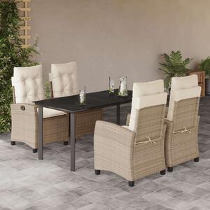 Polyrattan Kerti Étkezőgarnitúra - 5 részes - Bézs