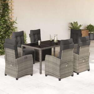 VidaXL Polyrattan Kerti Étkezőgarnitúra - 7 részes - Szürke