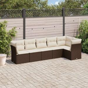 Polyrattan Kerti Ülőgarnitúra - 6 Személyes - Barna