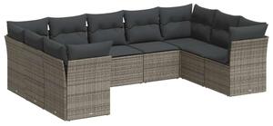 VidaXL Polyrattan Kerti Ülőgarnitúra - 9 részes - Szürke