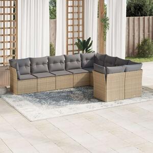 Polyrattan Kerti Ülőgarnitúra - 9 részes - Bézs