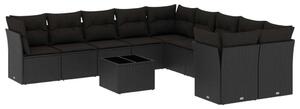 VidaXL Polyrattan Kerti Ülőgarnitúra - 11 részes - Fekete