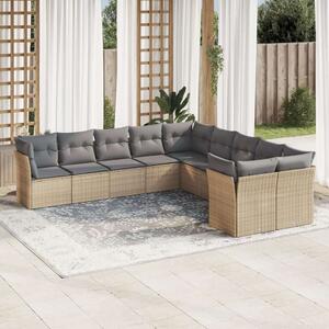 Polyrattan Kerti Ülőgarnitúra - 10 részes - Bézs