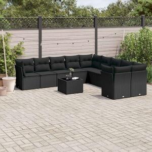 VidaXL Polyrattan Kerti Ülőgarnitúra - 11 részes - Fekete