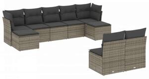 VidaXL Polyrattan Kerti Ülőgarnitúra - 9 részes - Szürke
