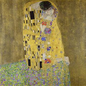 Gustav Klimt - Festmény reprodukció A csók, (40 x 40 cm)