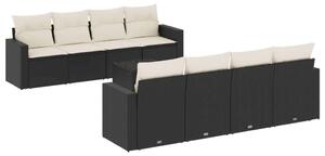 VidaXL 9 részes fekete polyrattan kerti ülőgarnitúra párnákkal
