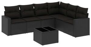 VidaXL Polyrattan Kerti Ülőgarnitúra - 7 részes - Fekete