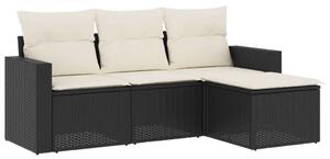 VidaXL Polyrattan Kerti Ülőgarnitúra - 4 részes - Fekete
