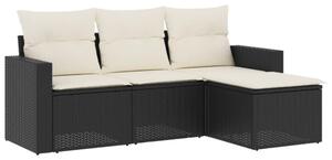 VidaXL Polyrattan Kerti Ülőgarnitúra - 4 részes - Fekete