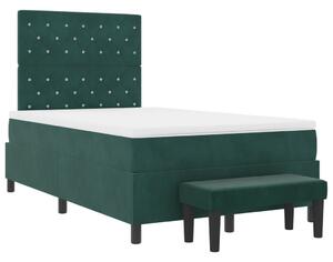 Box Spring Ágy Matraccal &amp; Pad Sötét Zöld 120x200 cm Bársony
