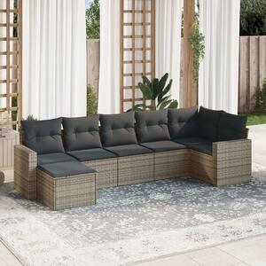 Polyrattan Kerti Ülőgarnitúra - 7 részes - Szürke