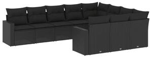 VidaXL Polyrattan Kerti Ülőgarnitúra - 10 részes - Fekete