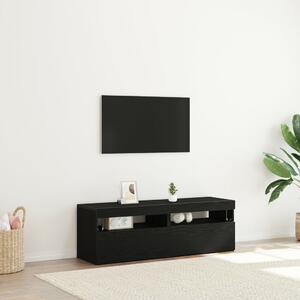 LED lámpás TV szekrények 2 db Fekete Tölgy 60x35x40 cm Mérnöki Fa