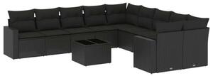 VidaXL Polyrattan Kerti Ülőgarnitúra - 11 részes - Fekete