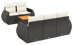 VidaXL Polyrattan Kerti Ülőgarnitúra - 6 részes - Fekete