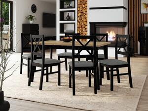 Asztal 6 székkel Mirjan Amici (artisan tölgy + fekete + szürke). 1070526