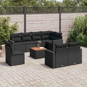 VidaXL Polyrattan Kerti Ülőgarnitúra - 9 részes - Fekete