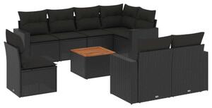 VidaXL Polyrattan Kerti Ülőgarnitúra - 9 részes - Fekete