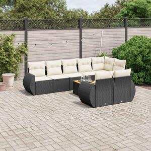 VidaXL Polyrattan Kerti Ülőgarnitúra - 9 részes - Fekete