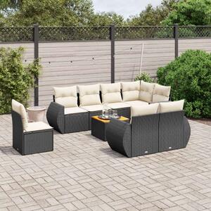 VidaXL 9 részes Kerti Ülőgarnitúra - Fekete Polyrattan