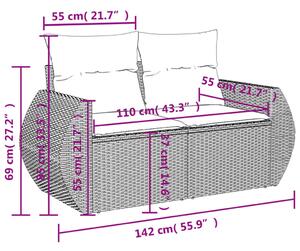 VidaXL Polyrattan Kerti Ülőgarnitúra - 11 részes - Fekete