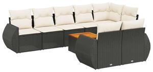 VidaXL Polyrattan Kerti Ülőgarnitúra - 9 részes - Fekete