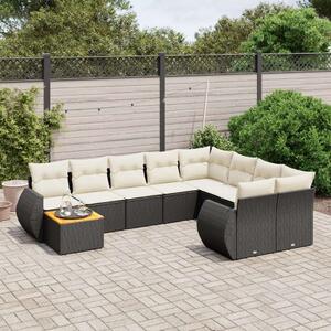 VidaXL Polyrattan Kerti Ülőgarnitúra - 10 részes - Fekete
