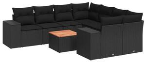 VidaXL Polyrattan Kerti Ülőgarnitúra - 9 részes - Fekete