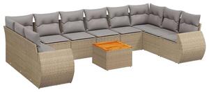 VidaXL Polyrattan Kerti Ülőgarnitúra - 11 részes - Bézs