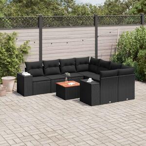 VidaXL Polyrattan Kerti Ülőgarnitúra - 9 részes - Fekete