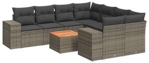 VidaXL Polyrattan Kerti Ülőgarnitúra - 9 részes - Szürke