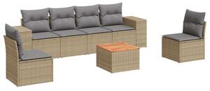 VidaXL Polyrattan Kerti Ülőgarnitúra - 7 részes - Bézs