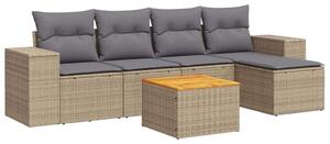VidaXL Polyrattan Kerti Ülőgarnitúra - 6 részes, Bézs
