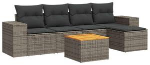Polyrattan Kerti Ülőgarnitúra - 6 részes - Szürke