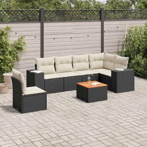 Polyrattan Kerti Ülőgarnitúra - 7 részes - Fekete