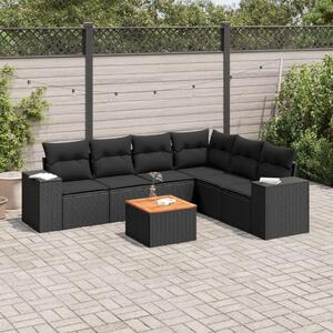 VidaXL Polyrattan Kerti Ülőgarnitúra - 7 részes - Fekete