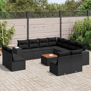 VidaXL Polyrattan Kerti Ülőgarnitúra - 12 részes - Fekete