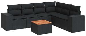 VidaXL Polyrattan Kerti Ülőgarnitúra - 7 részes - Fekete