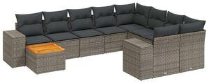 VidaXL Polyrattan Kerti Ülőgarnitúra - 11 részes - Szürke