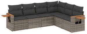 Polyrattan Kerti Ülőgarnitúra - 6 részes - Szürke
