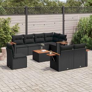VidaXL Polyrattan Kerti Ülőgarnitúra - 9 részes - Fekete
