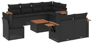 VidaXL Polyrattan Kerti Ülőgarnitúra - 9 részes - Fekete