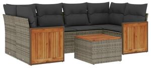 VidaXL Polyrattan Kerti Ülőgarnitúra - 7 részes - Szürke